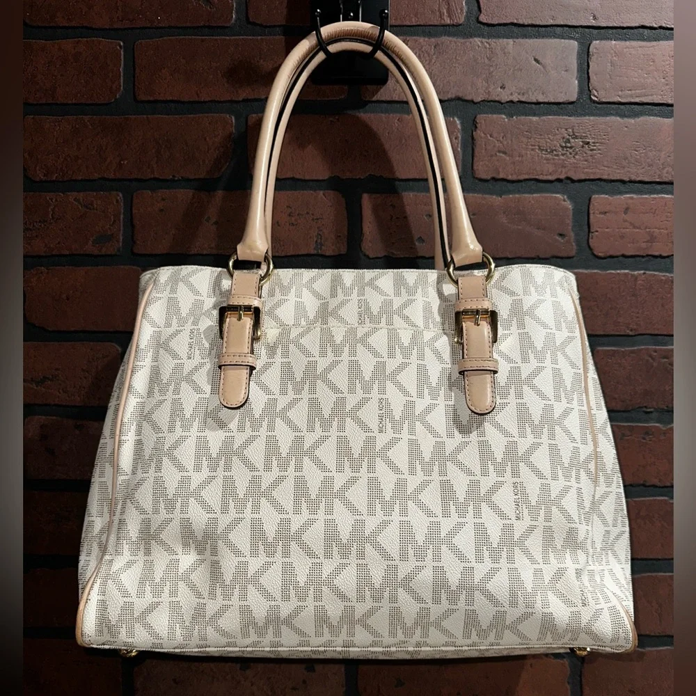 Michael Kors Cream and Tan Logo Tote